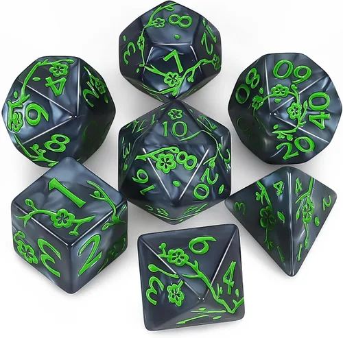 Miniatura 31 de CiaraQ DND - Juego de dados poliédricos con bolsa de dados para juegos de rol de Calabozos y Dragones RPG MTG (fuente negra y blanca)