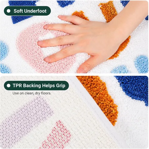 Miniatura 7 de Brush Your Teeth - Tapetes de baño de 17 x 24 pulgadas, suaves, absorbentes y antideslizantes, lavables a máquina con diseños de letras coloridas