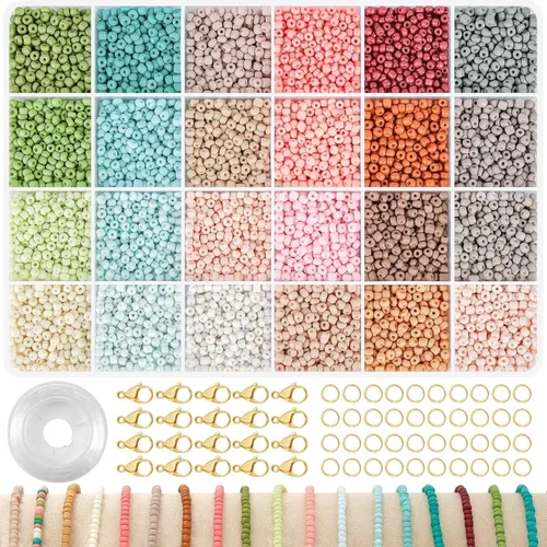 TEXGIZRLY Cuentas de semillas de vidrio de 3 mm para hacer joyas, kit de fabricación de pulseras de amistad para niñas y adultos, kit de cuentas de