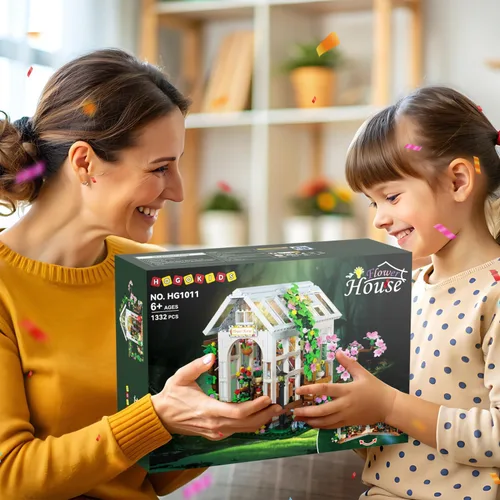 Miniatura 7 de HOGOKIDS Juego de construcción de casa de flores con luz LED, 1332 piezas de juguete de construcción de casa de jardín con flores, plantas