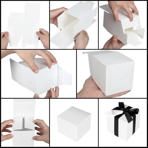 Miniatura 6 de Paquete de 50 cajas de regalo pequeñas, cajas de regalo de 2 x 2 x 2 pulgadas, cajas de regalo de papel blanco con tapas para regalos, manualidades