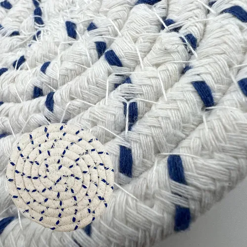 Miniatura 5 de Posavasos de algodón tejido hecho a mano, juego de 8 con soporte, absorbente, protege la mesa, 4.3 pulgadas de diámetro, decoración del hogar