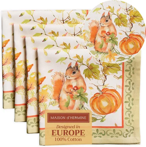 Miniatura 129 de Maison d' Hermine Juego de 4 servilletas de tela 100% algodón, suaves y duraderas, servilletas cuadradas reutilizables para uso diario, lavables