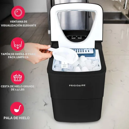 Miniatura 3 de Frigidaire, Máquina de hielo compacta portátil de 26 libras, máquina para hacer hielo, negro, blanco, mediano