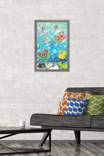 Miniatura 2 de Trends International Nickelodeon Spongebob Squarepants - Póster de burbujas de pared, 14.725 x 22.375 pulgadas, versión con marco de madera tipo