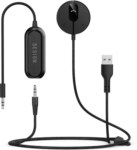 BESIGN BK01 Kit Bluetooth para coche, receptor auxiliar inalámbrico para llamadas manos libres y transmisión de música con filtro de ruido de bucle