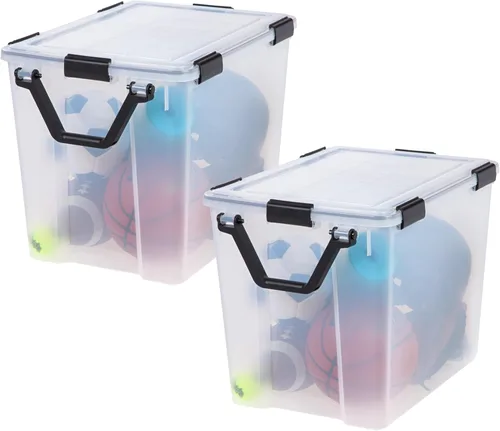 Miniatura 15 de IRIS USA WEATHERPRO - Caja de almacenamiento de plástico con tapa duradera y sello y hebillas de cierre seguro, color negro