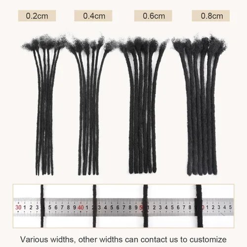 Miniatura 4 de DAIXI 0.2cm y 0.4cm y 0.6cm y 0.8cm de grosor 4-18 pulgadas 10 hebras extensiones de rastas de cabello humano 100% real para hombres/mujeres