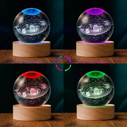 Miniatura 4 de Sistema Solar 3D de 60mm Bola de Cristal Astronomía Universo Regalos Modelo de Planetas del Sistema Solar 3D Ciencia Temática de Espacio Regalos Luz