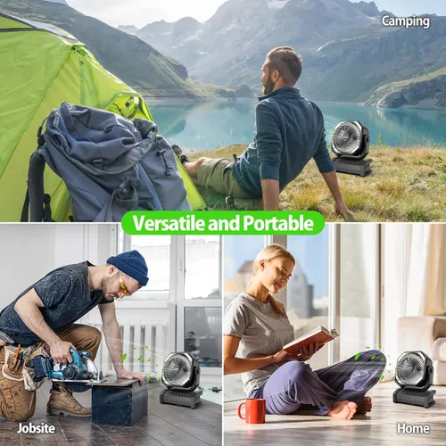 Miniatura 7 de AddAcc Ventilador de camping recargable de 20000mAh - Ventilador operado por batería con luz y control remoto, oscilación automática, temporizador