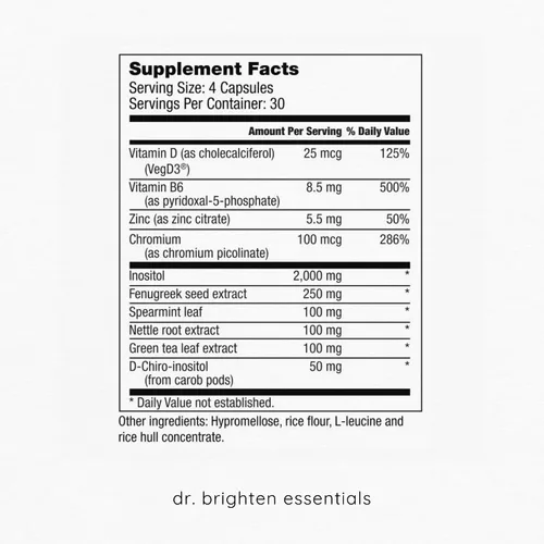 Miniatura 8 de Dr. Brighten Myoinositol Plus - Proporción formulada por médicos de mio- y D-quiro-inositol para apoyar los síntomas del SOP, el equilibrio