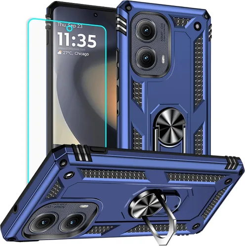 Miniatura 21 de Funda para Moto E Phone Case, Moto E con protector de pantalla HD, fundas protectoras de grado militar con anillo para Moto E 2020 (rojo)