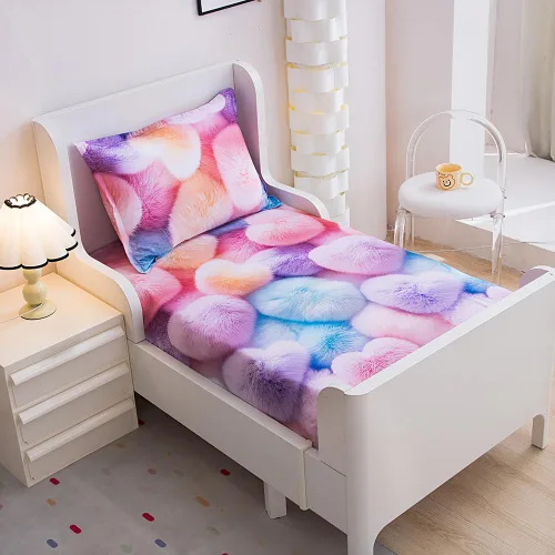 Miniatura 21 de Juego de 2 sábanas bajeras y fundas de almohada suaves para cama con bonitos patrones de cachorros, sábanas estampadas con patrón de perritos para 2