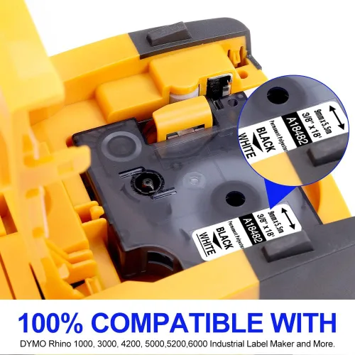 Miniatura 2 de 18482 - Repuesto para Dymo Rhino - Cinta de etiquetas de poliéster permanente 3/8 A18482, funciona con Dymo Rhino 5200 4200 5000 6000 3000