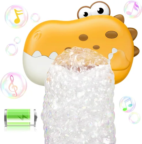 Juguetes de baño para bebés de 1 a 3 4 a 8 años, máquina recargable de burbujas de baño de dinosaurio con música para niños pequeños, juguetes de