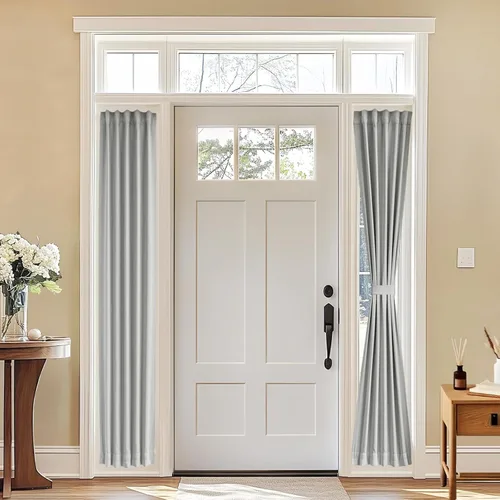 Miniatura 47 de Vatge - Cortinas autoadhesivas para puerta francesa, tratamiento de ventana con filtro de luz sin varillas ni perforaciones para puertas de cristal