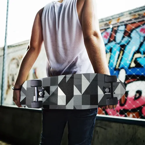 Miniatura 6 de Abstracto Negro Gris Geométrico Skateboard Grip Tape 33x9inch Papel de lija Longboard Scooter Griptape Diseño antideslizante y anti-desgarro