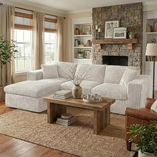 Sofá modular modular de 105 pulgadas para sala de estar, sofá modular en forma de L con asiento profundo, sofá de espuma de nube con diván de gran