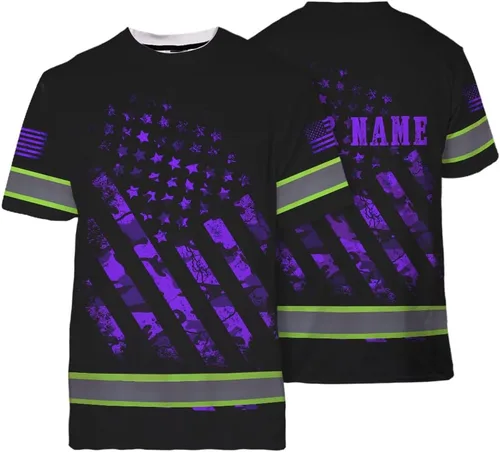 Miniatura 33 de Maddly Colección de ropa de trabajo de alta visibilidad con bandera de EE. UU., personalizada con nombre para trabajadores, corredores, camioneros