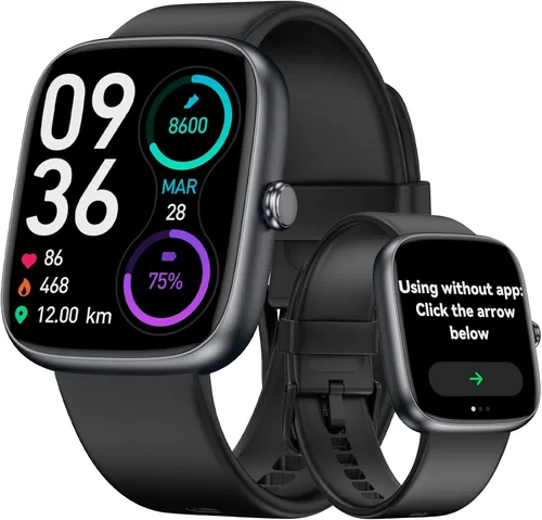 Miniatura 9 de DAVIKO Rastreador de actividad física para personas mayores, no requiere aplicación/teléfono, pantalla táctil HD de 1.83 pulgadas, reloj de fitness