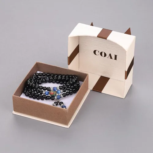 Miniatura 6 de COAI Pulsera de piedra obsidiana negra Collar Mala Beads 108