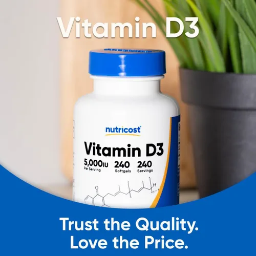 Miniatura 9 de Nutricost Vitamina D3 5,000 UI, 240 cápsulas blandas - Vitamina D sin OMG y sin gluten