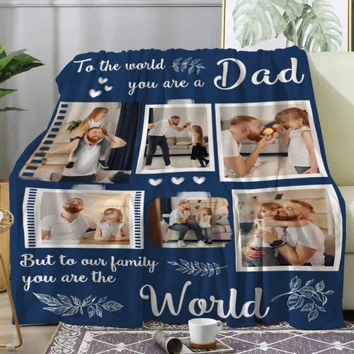 Miniatura 3 de Magimagine - Manta personalizada para papá con foto, mantas personalizadas con foto para papá de parte de su hija o hijo, regalos de cumpleaños