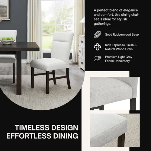 Miniatura 3 de Roundhill Furniture Madison - Juego de 2 sillas de comedor tapizadas contemporáneas, color gris
