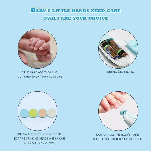 Miniatura 5 de Lima de uñas eléctrica para bebé, juego de cortaúñas seguro, herramientas para cortar uñas, juego de manicura para recién nacidos, niños y niños