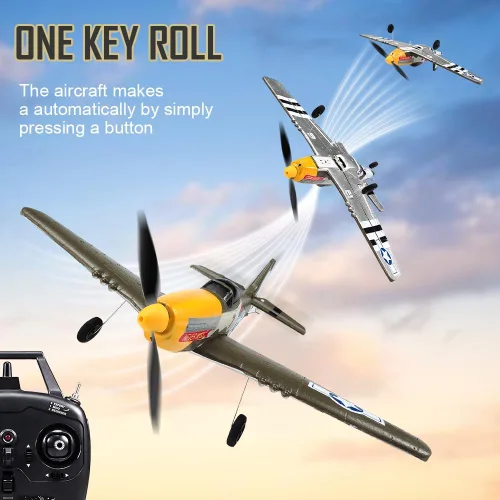Miniatura 4 de ANTSIR Avión RC P51 para adultos y niños, avión de control remoto de 4 canales con Aileron/timón/elevador/giroscopio, planeador de caza Mustang