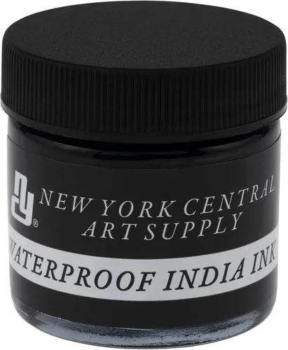 New York Central Botella de tinta India de 1 onza: haz un impacto con tinta India negra mate, perfecta para artistas, caligrafía, ilustraciones y más