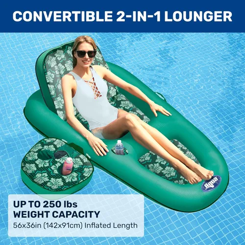 Miniatura 2 de Aqua Campania Ultimate 2-in-1 Pool Float Lounge – Extra Large – Inflatable Pool Floats for Adults with Adjustable Backrest & Cupholder Caddy