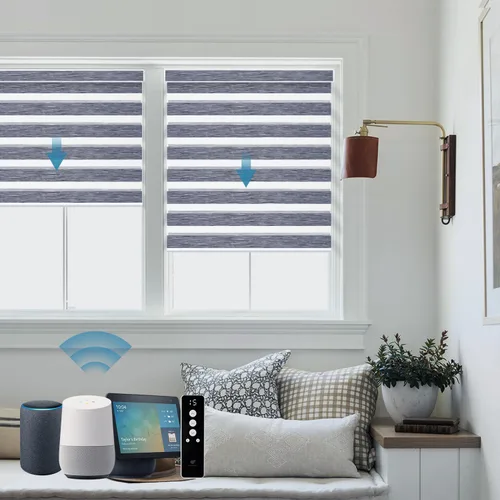 Miniatura 9 de SmartWings - Persianas motorizadas de cebra con control remoto, persianas de filtrado de luz inteligentes y semitransparentes para ventanas