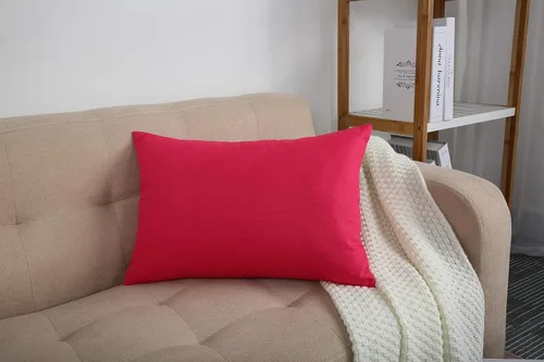 Miniatura 6 de TangDepot - Funda de almohada hecha a mano 100% lona de algodón, Algodón, Rojo sandía
