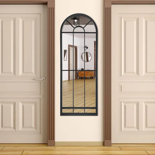 Miniatura 4 de HQiJun Espejo de Pared Ventana Espejos Decorativos Arqueados Estilo Granja para Sala de Estar Dormitorio Entrada Baño Tocador (Negro, 47" x 17" x 1")