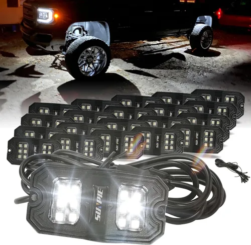 Miniatura 7 de SUNPIE 8 cápsulas de luz LED de roca ámbar de conexión rápida, 18 chips de ángulo amplio, cables de extensión de 4M para cada luz, almohadillas