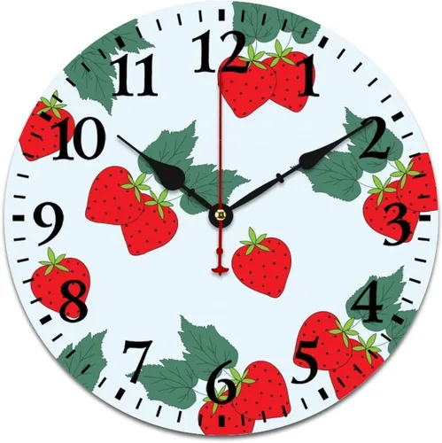 Miniatura 15 de Reloj de pared de madera con fruta de verano con sandía dulce, reloj de escritorio de regalo para niños y niñas, cuarzo de calidad, sin tictac