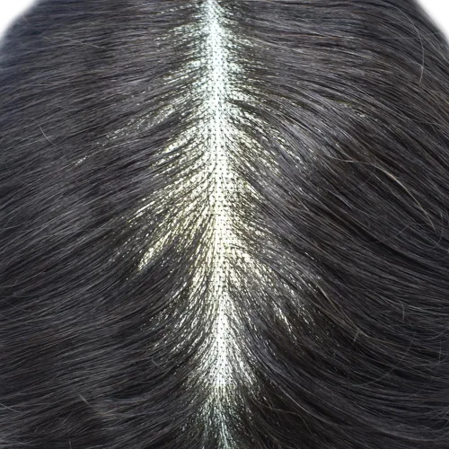 Miniatura 5 de Tupé de cabello humano fino para hombre, tupé mono tupé para hombres atados a mano, sistema de reemplazo de cabello para hombres, postizo