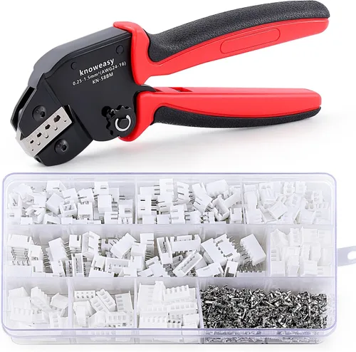 Miniatura 8 de Knoweasy Herramienta de crimpado Jst con 590 conectores JST-XH Kit - Crimpadora de ahorro de trabajo de 24-16 AWG para AMP-TE 2.8/4.0/4.8/6.3