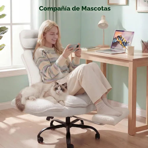 Miniatura 3 de HOMRELEXA Silla de oficina Criss Cross con reposabrazos y ruedas, cómoda silla de tocador de terciopelo, sillas ejecutivas ergonómicas para Blanco