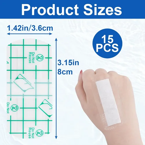 Miniatura 2 de 15 piezas de protección desechable para cejas, protector de ojos de ducha impermeable de plástico, película protectora suave transparente para baño