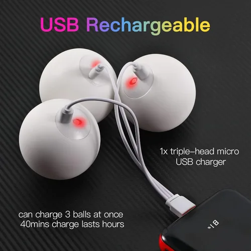 Miniatura 5 de POITOI Bolas de malabarismo iluminadas que brillan en la oscuridad, bolas de malabarismo LED recargables por USB, 105 g/3.9 oz Arco iris 3.9oz
