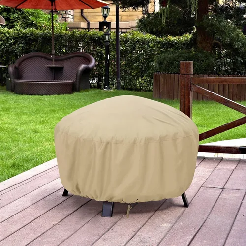Miniatura 7 de SunPatio Funda para hoguera, resistente al agua, redonda, para mesa de fuego de patio, con cordón ajustable, redonda de 45 pulgadas de profundidad x