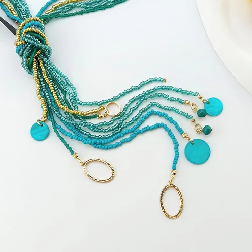 Miniatura 4 de COIRIS - Collar largo con cuentas de semillas múltiples, 10 collares largos con nudo de corbata para mujeres y niñas