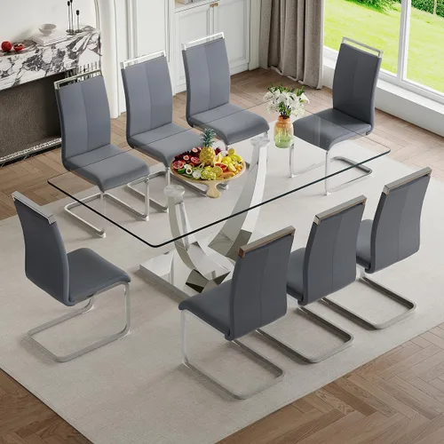 Miniatura 39 de Mesa de comedor moderna para mesa de comedor de mármol sintético de 4/6, 63 pulgadas, mesa de cocina rectangular, mesa de cocina y comedor de fácil