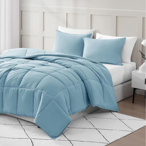 Casa Platino Juego de Edredón para Niños Tamaño Individual - Funda de Edredón - Azul Francés - Ropa de Cama Supersuave y Acogedora - Microfibra 100%