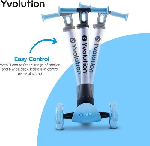 Miniatura 4 de Yvolution Y Glider Nua Patinete plegable de tres ruedas para niños con accesorio de almacenamiento para niños a partir de 3 años Azul ecológico