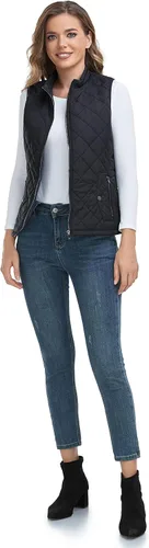 Miniatura 7 de LONGKING Chaleco para mujer con un bolsillo interior, cuello alto, ligero, con cremallera, acolchado, para mujer