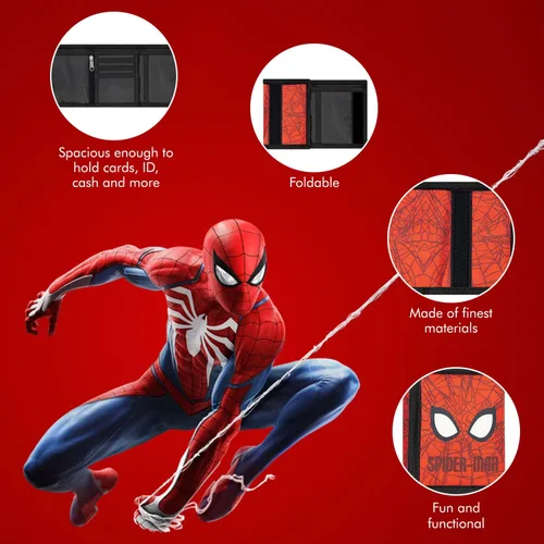 Miniatura 3 de Marvel Cartera de Spiderman para niños, cartera de hombre con Vengadores, cartera de hombre araña para niños, cartera plegable de Vengadores