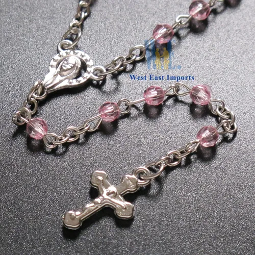 Miniatura 5 de Recuerdos de bautismo (12 piezas) Rosario de la Sagrada Comunión en tarro de botella de vidrio Recuerdos de Bautizo Quinceañera Perla rosa Bautizo